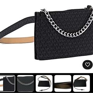 MK Elegant Black Chain Belt Bag